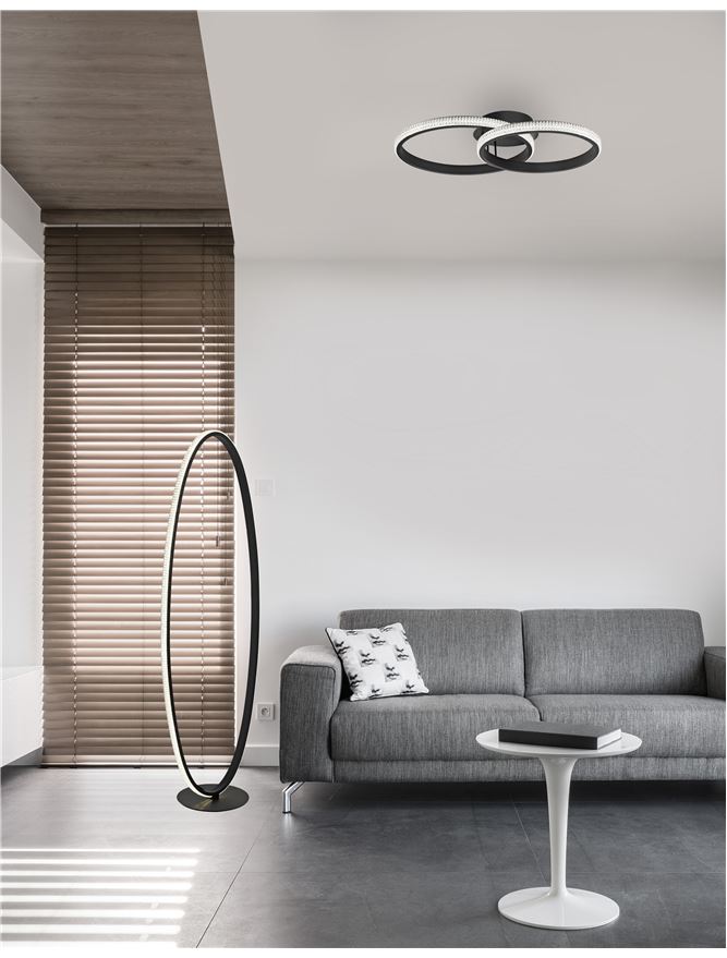 Plafoniera NAGER Sandy Black Aluminium & Acrylic Led 28W Dim: 62.5 x 41.5 cm Nova Luce