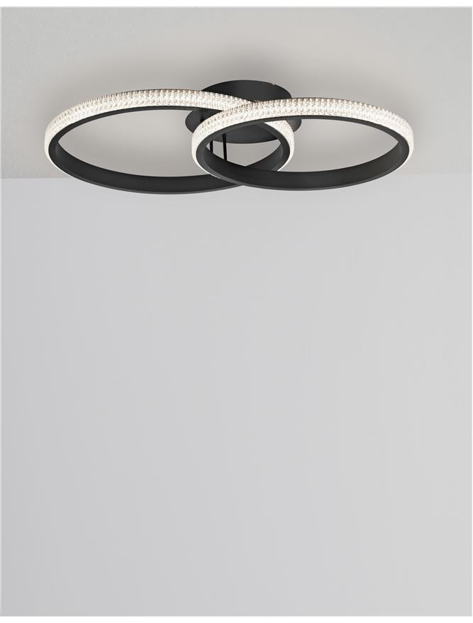 Plafoniera NAGER Sandy Black Aluminium & Acrylic Led 28W Dim: 62.5 x 41.5 cm Nova Luce