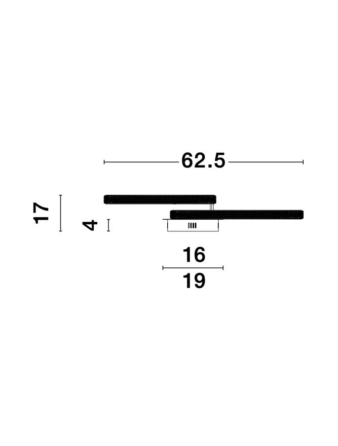 Plafoniera NAGER Sandy Black Aluminium & Acrylic  Led 28W Dim: 62.5 x 41.5 cm Nova Luce
