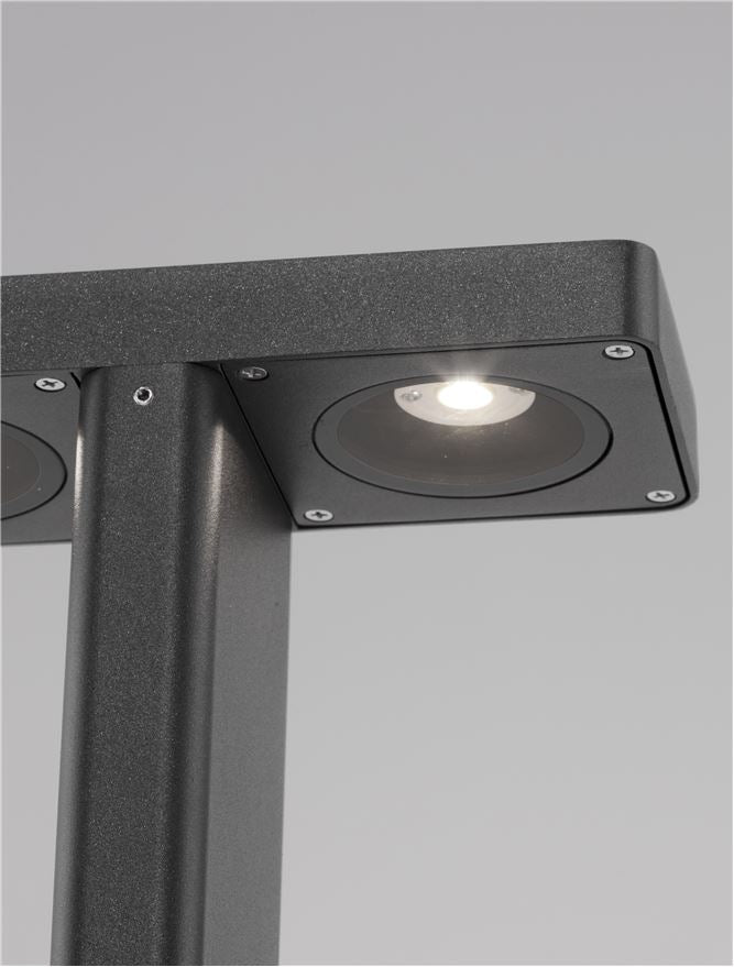 Bolard luminos de exterior POET dublu, black, 16W, H 65cm, 3000K, IP65 Nova Luce