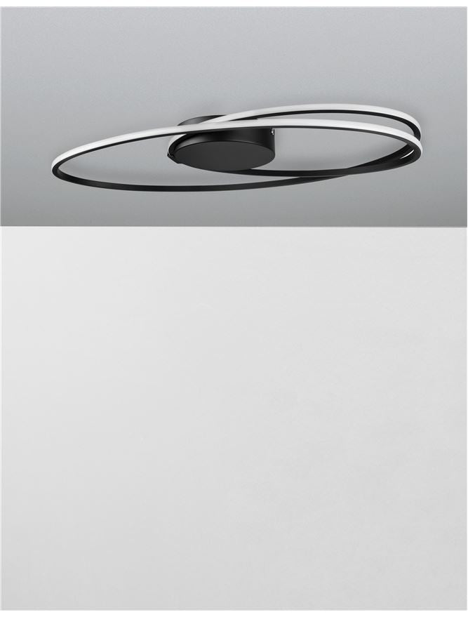 Plafoniera VIARREGIO Matt Black Aluminium & Acrylic 28W Dim: 60X35 cm Nova Luce