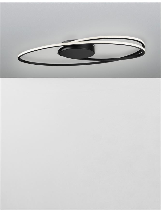 Plafoniera VIARREGIO Matt Black Aluminium & Acrylic 28W Dim: 60X35 cm Nova Luce