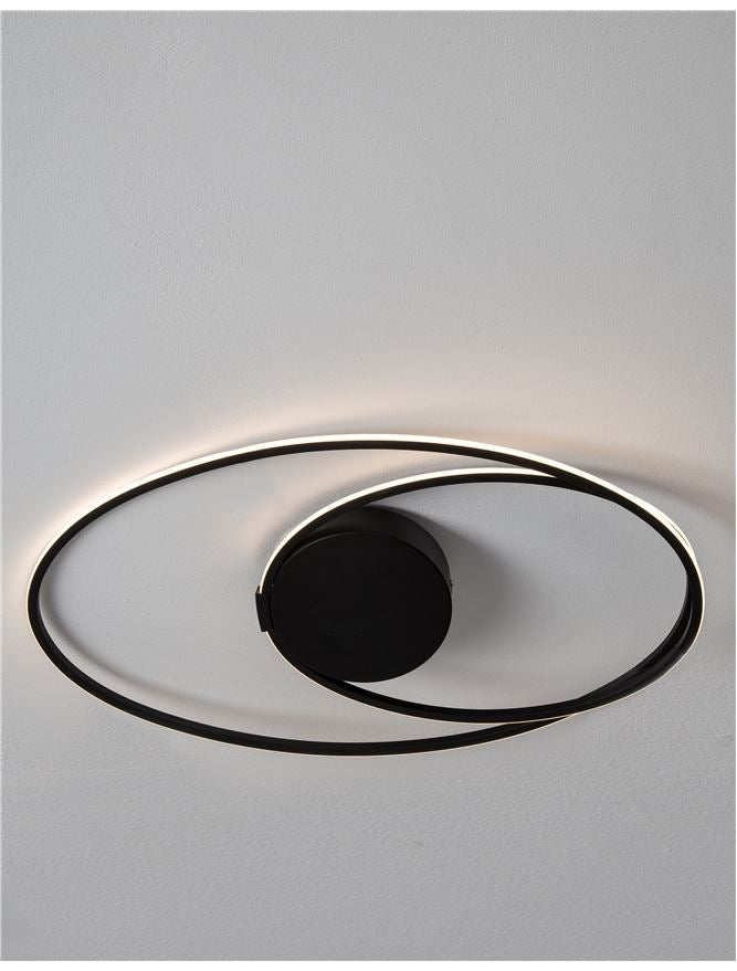 Plafoniera VIARREGIO Matt Black Aluminium & Acrylic 28W Dim: 60X35 cm Nova Luce