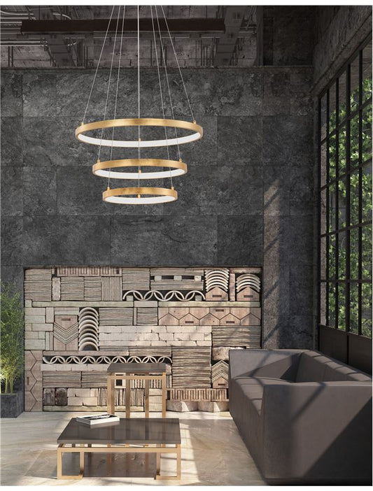 Lampa suspendata LEON 3 Golden Leaf Aluminium & Acrylic NOVA LUCE