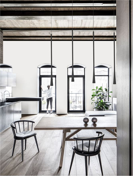 Lampa suspendata GOCCIO Black Aluminium & Steel Black Fabric Wire LED 5x7 NOVA LUCE