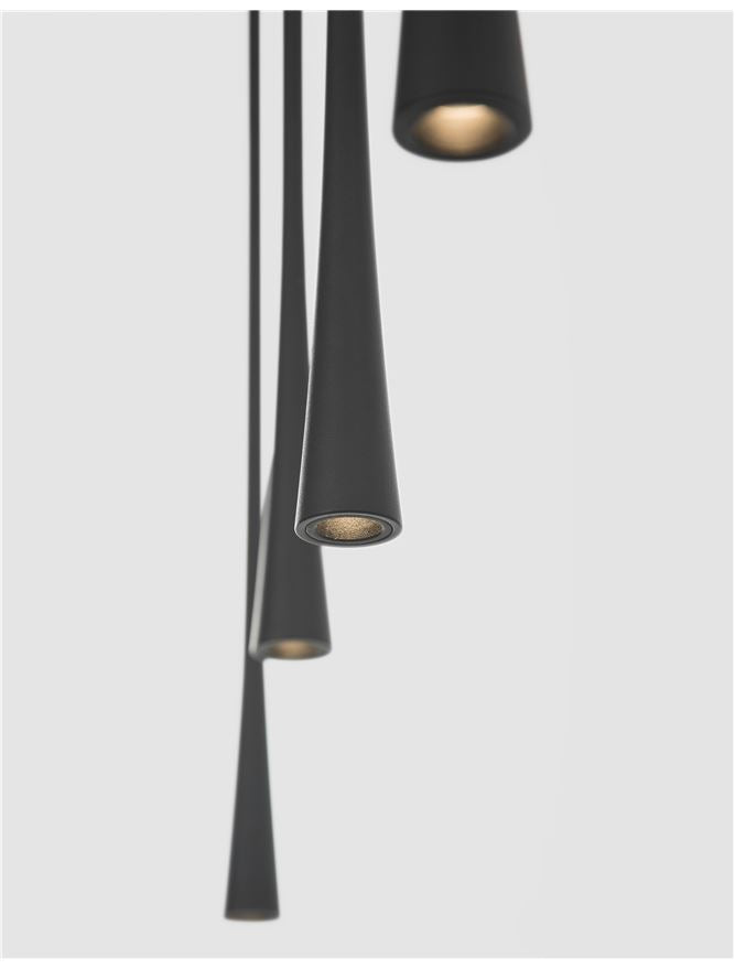 Lampa suspendata GOCCIO Black Aluminium & Steel Black Fabric Wire LED 5x7 NOVA LUCE