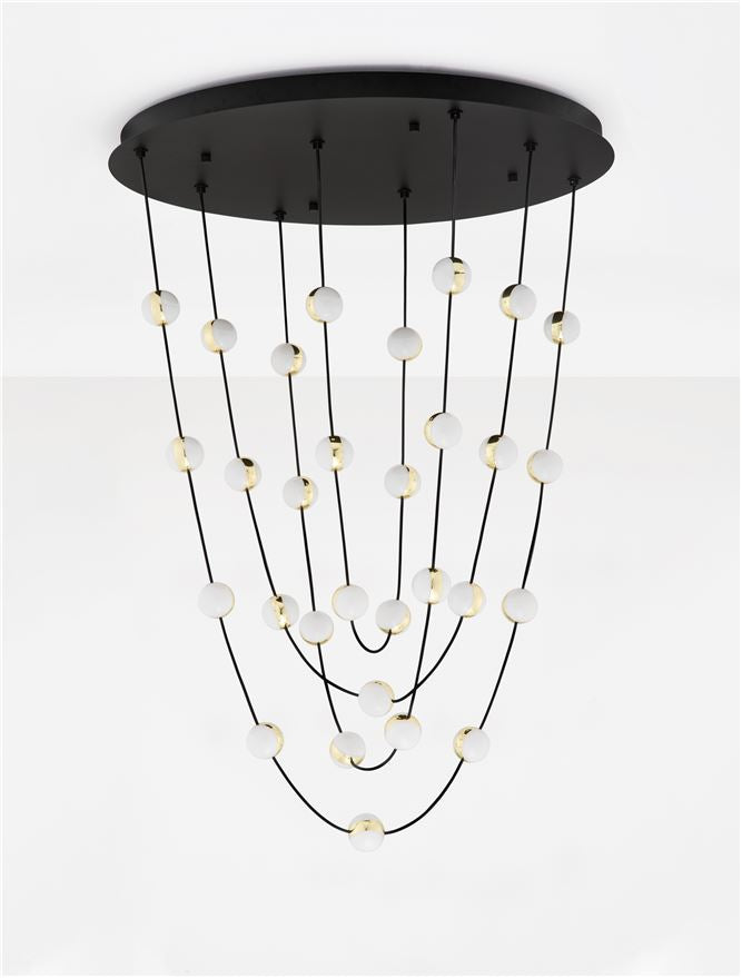 Plafoniera ALCINOE Triac Dimmable Matt Black & Gold Aluminium & Acrylic 102W Diam: 84 cm H.120 cm Nova Luce