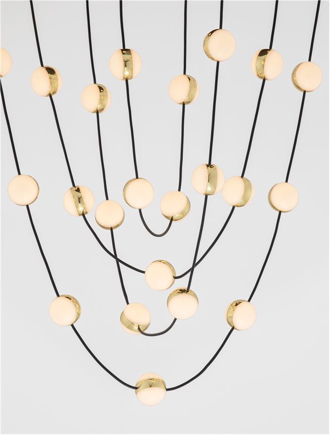 Plafoniera ALCINOE Triac Dimmable Matt Black & Gold Aluminium & Acrylic 102W Diam: 84 cm H.120 cm Nova Luce