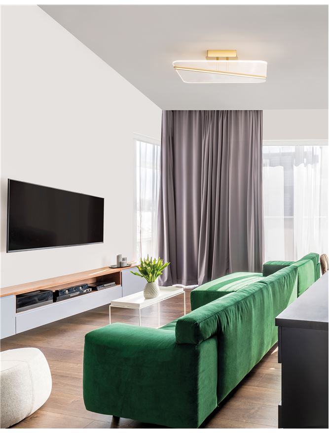 Plafoniera JERTUNA Gold Aluminium & Acrylic Led 33W 3000K Dim: 50X50 cm Nova Luce