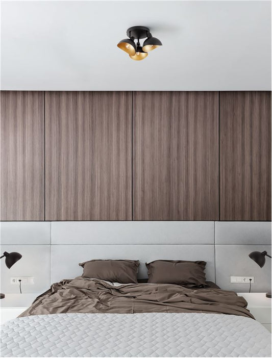 Plafoniera GETI Matt Black & Gold Metal LED 3X5W E14 Diam: 18 cm Nova Luce