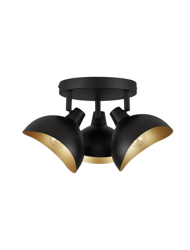 Plafoniera GETI Matt Black & Gold Metal LED 3X5W E14 Diam: 18 cm Nova Luce
