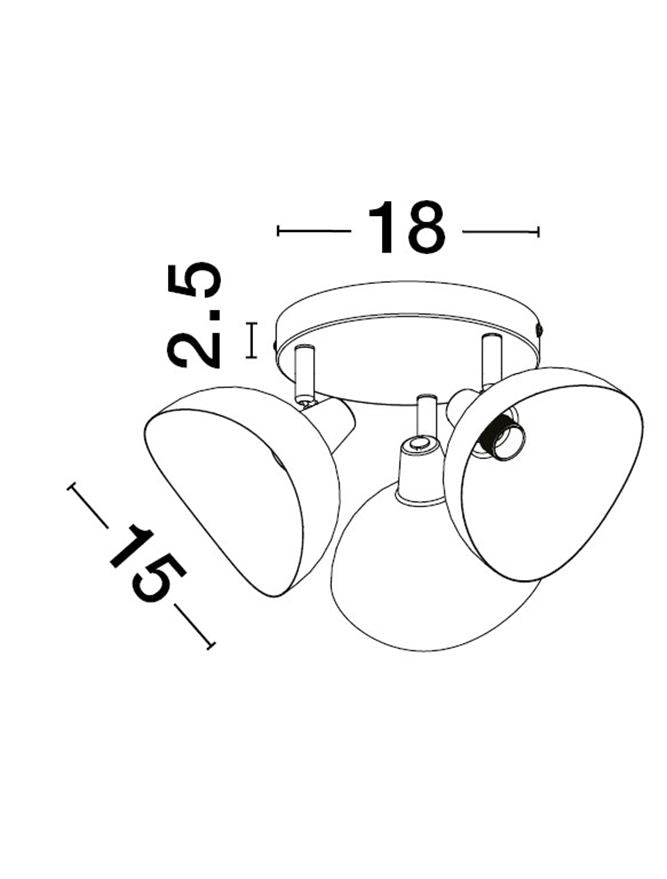 Plafoniera GETI Matt Black & Gold Metal LED 3X5W E14 Diam: 18 cm Nova Luce