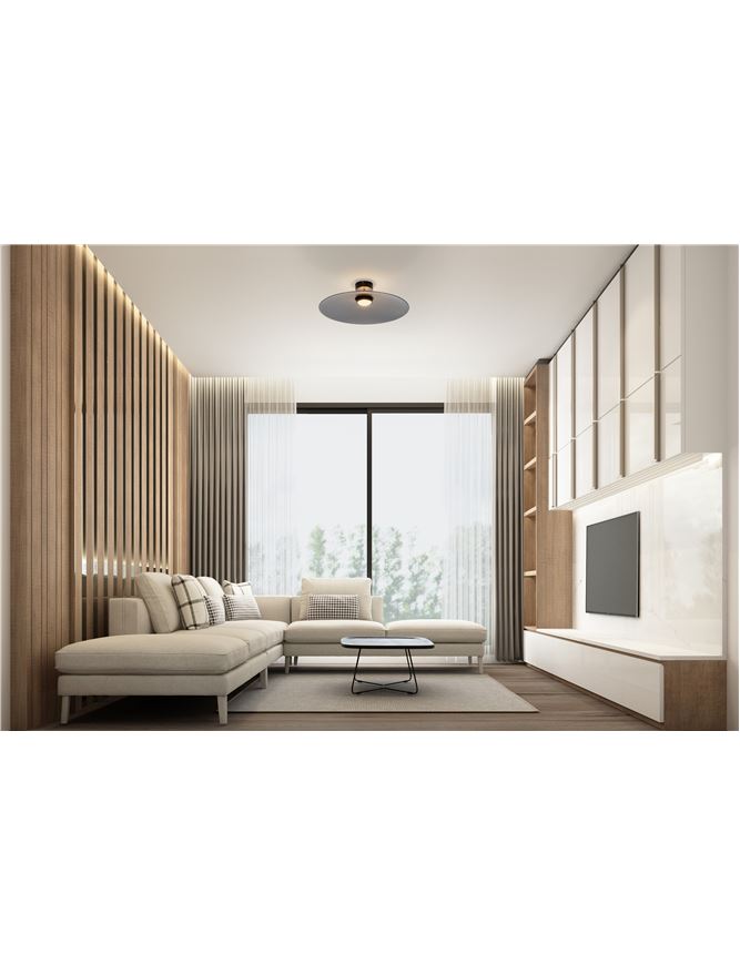 Plafoniera POLIFEMO Smoke Glass & Sandy Black Metal LED 17W 3000K Diam: 60 cm Nova Luce