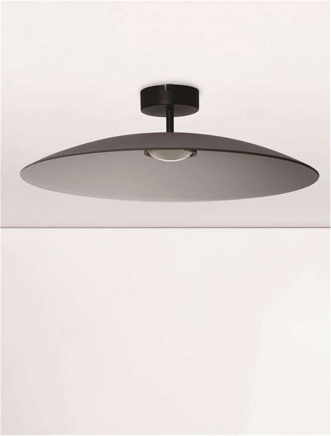 Plafoniera POLIFEMO Smoke Glass & Sandy Black Metal LED 17W 3000K Diam: 60 cm Nova Luce
