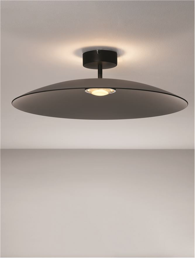 Plafoniera POLIFEMO Smoke Glass & Sandy Black Metal LED 17W 3000K Diam: 60 cm Nova Luce