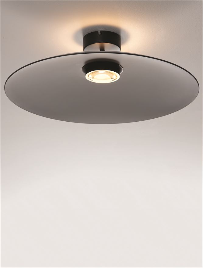 Plafoniera POLIFEMO Smoke Glass & Sandy Black Metal LED 17W 3000K Diam: 60 cm Nova Luce