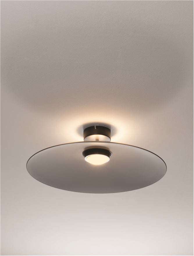 Plafoniera POLIFEMO Smoke Glass & Sandy Black Metal LED 17W 3000K Diam: 60 cm Nova Luce