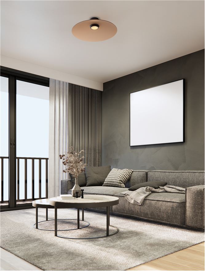 Plafoniera POLIFEMO Brown Glass & Sandy Black Metal LED 17W 3000K Diam: 60 cm Nova Luce