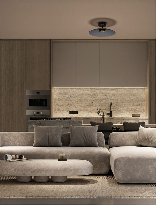 Plafoniera POLIFEMO Smoke Glass & Sandy Black Metal LED 12W 3000K Diam: 40 cm  Nova Luce