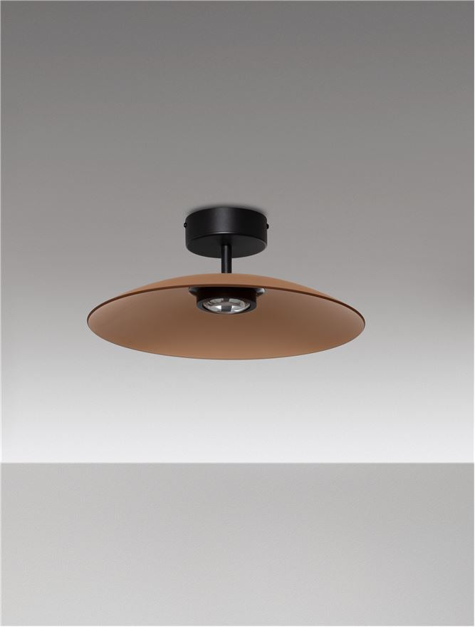 Plafoniera POLIFEMO Brown Glass & Sandy Black Metal LED 12W 3000K Diam: 40 cm Nova Luce