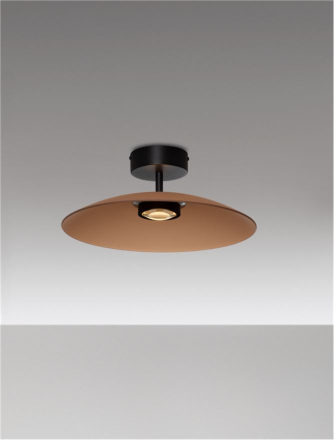 Plafoniera POLIFEMO Brown Glass & Sandy Black Metal LED 12W 3000K Diam: 40 cm Nova Luce