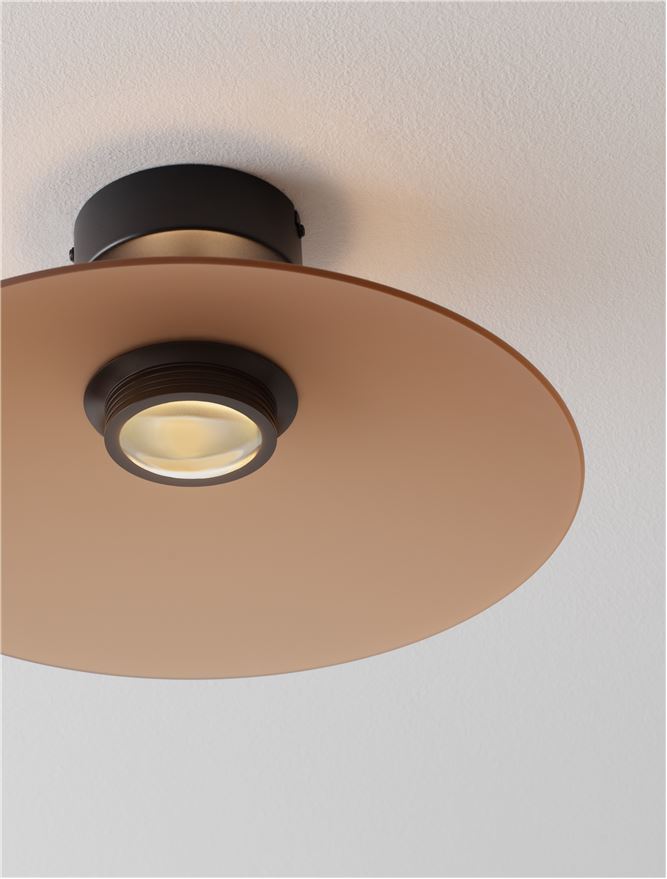 Plafoniera POLIFEMO Brown Glass & Sandy Black Metal LED 12W 3000K Diam: 40 cm Nova Luce