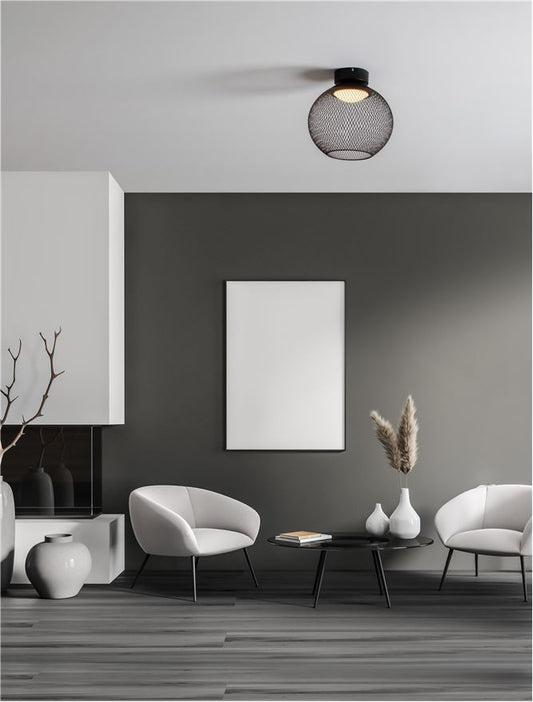 Plafoniera KINETIC Matt Black Metal & Acrylic LED 12W 3000K Diam: 30 cm  Nova Luce