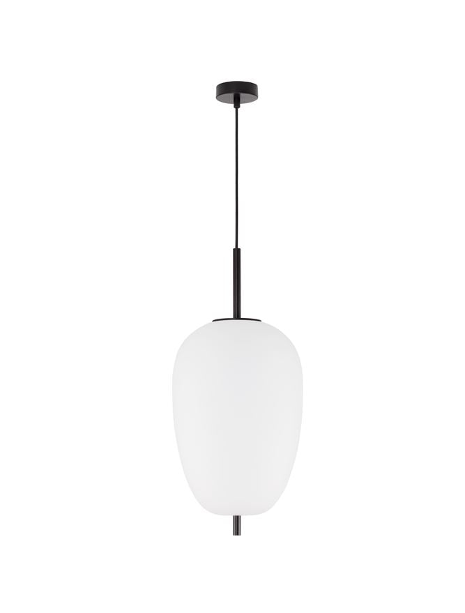 Lampa suspendata LATO Black Metal & Opal Glass D27 NOVA LUCE