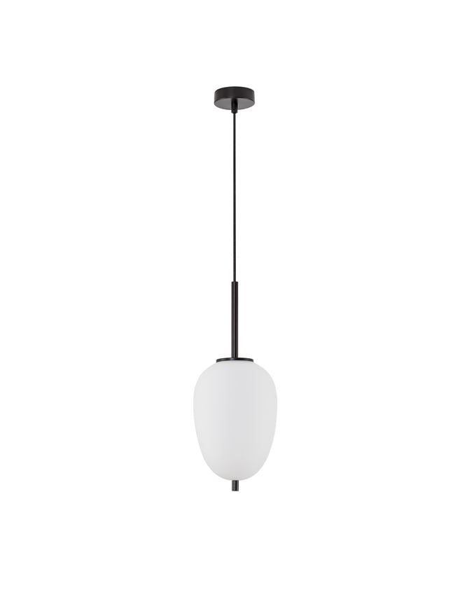 Lampa suspendata LATO Black Metal & Opal Glass D15.8 NOVA LUCE