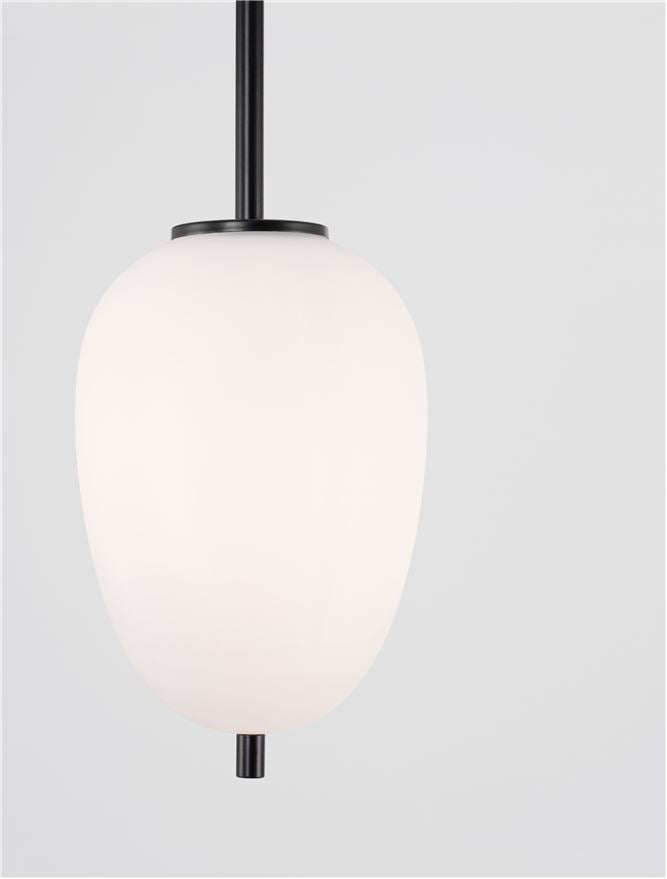Lampa suspendata LATO Black Metal & Opal Glass D15.8 NOVA LUCE