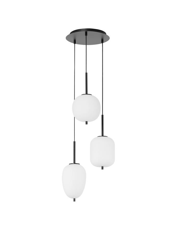 Lampa suspendata LATO 3 Black Metal & Opal Glass NOVA LUCE