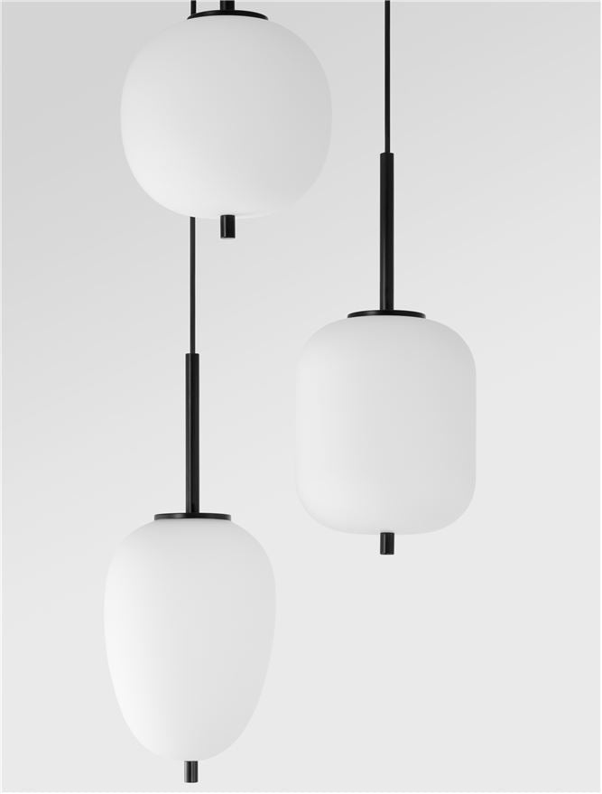 Lampa suspendata LATO 3 Black Metal & Opal Glass NOVA LUCE