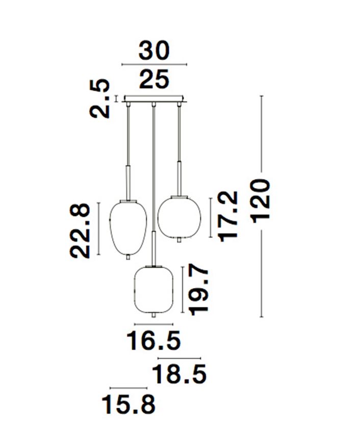 Lampa suspendata LATO 3 Black Metal & Opal Glass NOVA LUCE