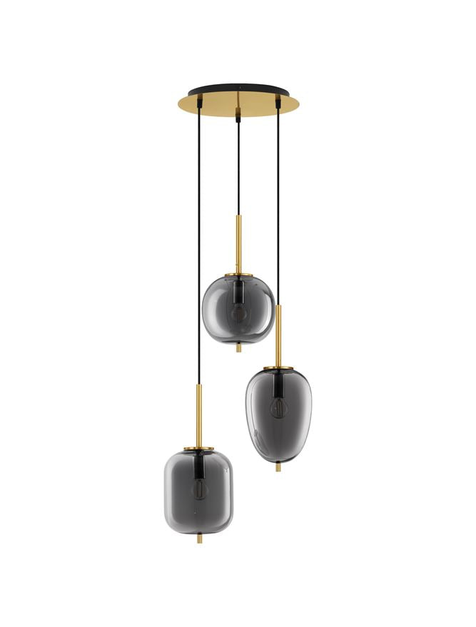 Lampa suspendata LATO 3 Smoky Glass Black NOVA LUCE