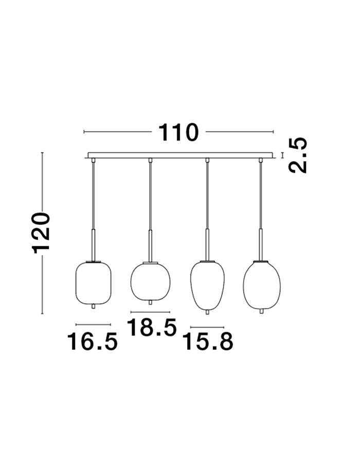 Lampa suspendata LATO 4 Smoky Glass Black NOVA LUCE