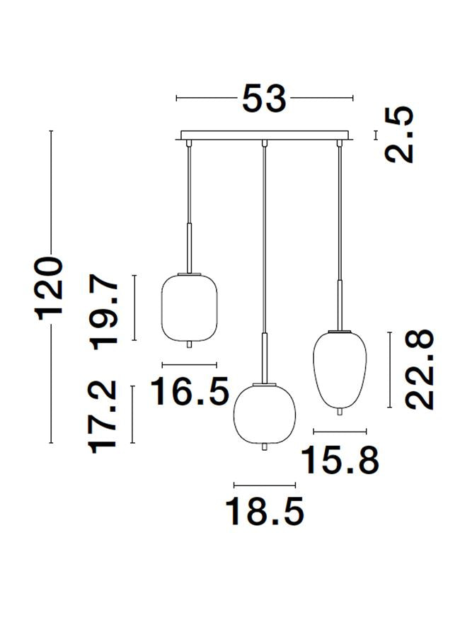 Lampa suspendata LATO 3 Black Metal & Opal Glass NOVA LUCE