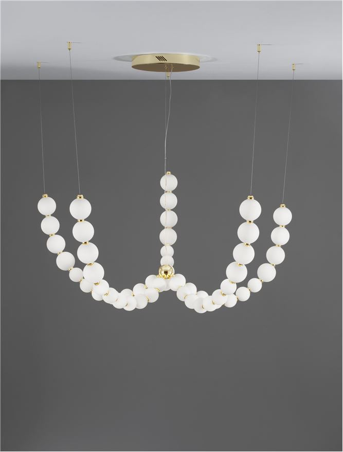 Lampa suspendata PERLA Gold Metal & Opal Glass D118 NOVA LUCE