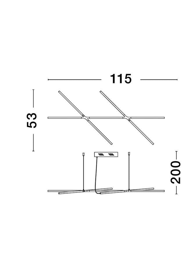 Lampa suspendata RACCIO Brass Gold Metal & Acrylic L115 NOVA LUCE