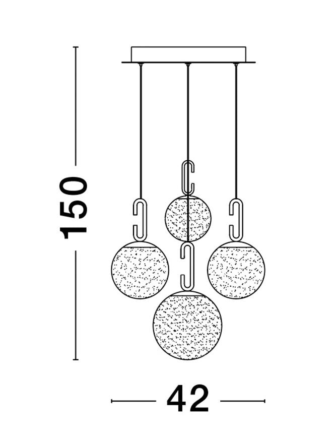 Lampa suspendata HOOK Satin Gold Metal & Acid White Glass 5 NOVA LUCE