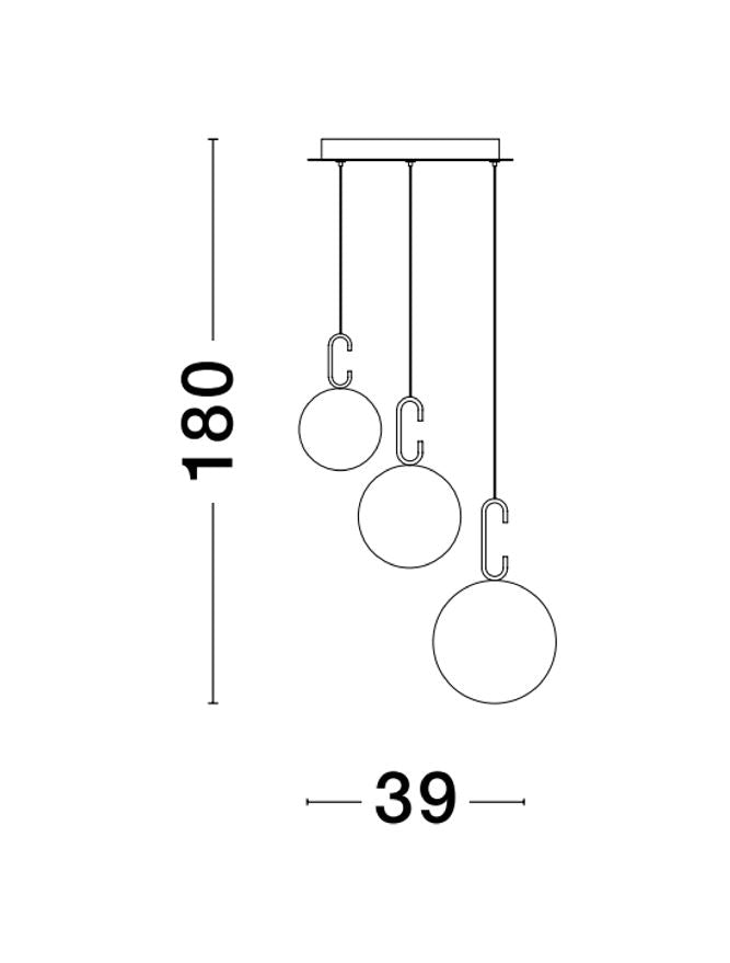 Lampa suspendata HOOK Satin Gold Metal & Opal White Glass 3 NOVA LUCE