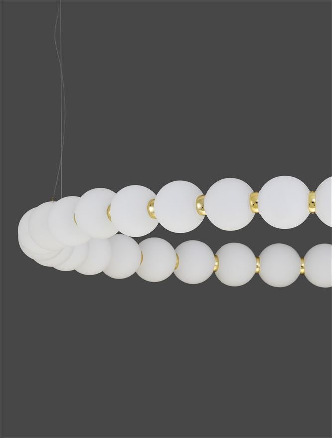 Lampa suspendata PERLA Round Gold Metal & Opal Glass D80 NOVA LUCE