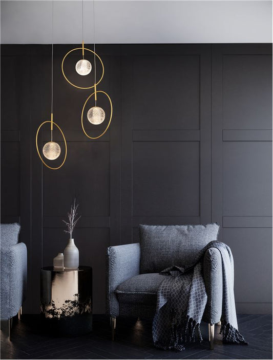 Lampa suspendata ATOS 3 Gold Aluminium & Acrylic NOVA LUCE