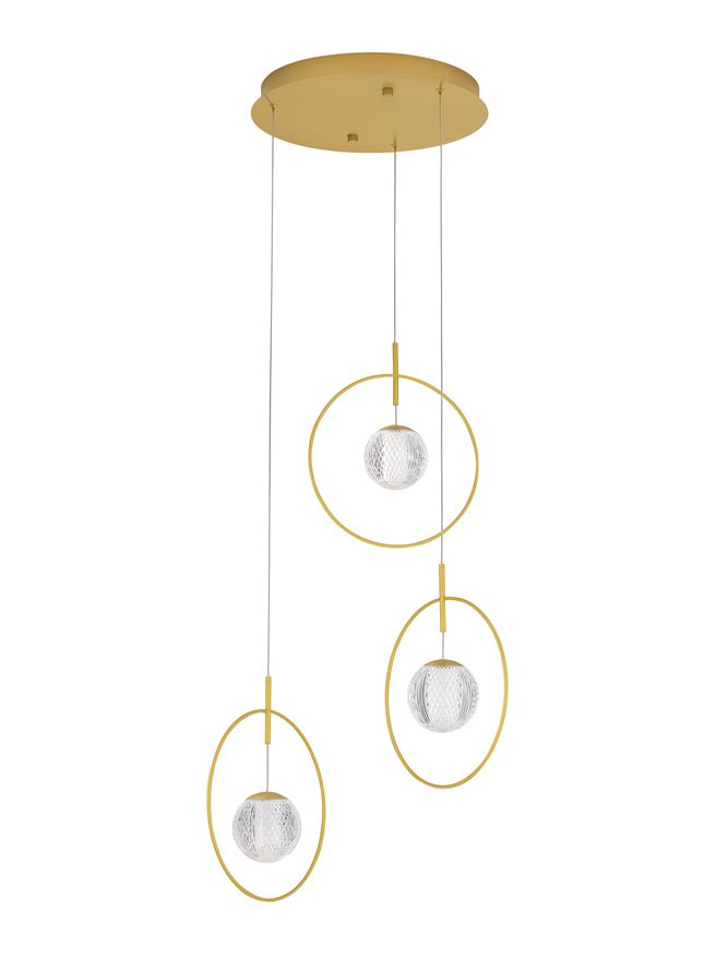 Lampa suspendata ATOS 3 Gold Aluminium & Acrylic NOVA LUCE