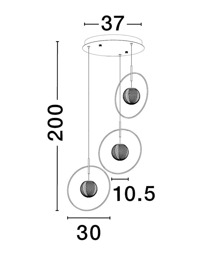 Lampa suspendata ATOS 3 Gold Aluminium & Acrylic NOVA LUCE