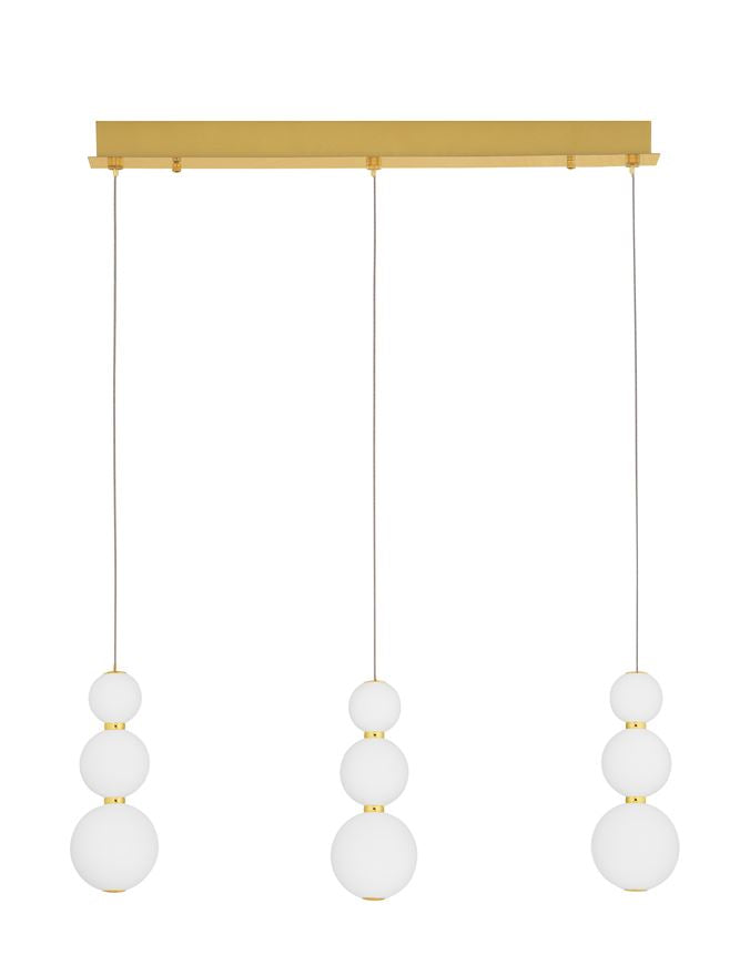 Lampa suspendata PERLA 3 Gold Metal & Opal Glass LED 24W NOVA LUCE