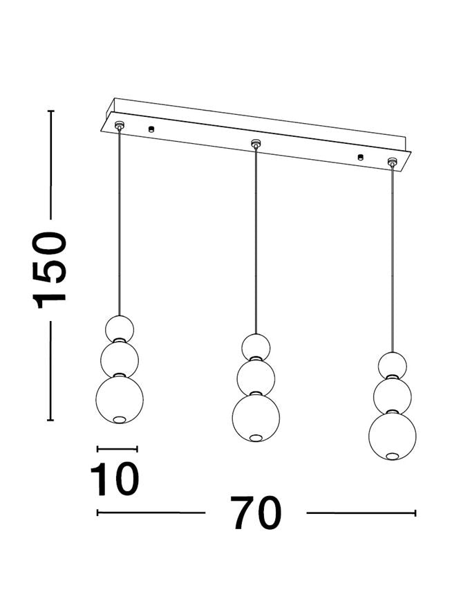 Lampa suspendata PERLA 3 Gold Metal & Opal Glass LED 24W NOVA LUCE