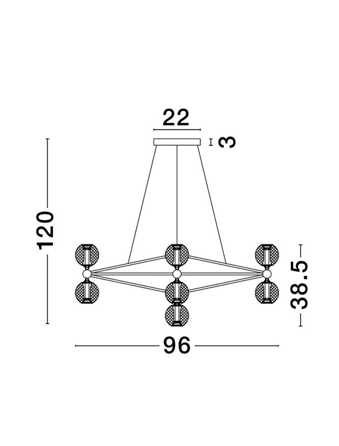 Lampa suspendata BELINDA D96 Black Aluminium & Acrylic NOVA LUCE