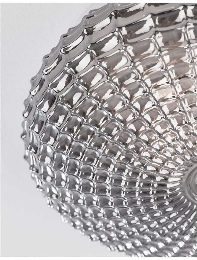 Plafoniera CLAM Smoke Chrome Glass White Metal 2X12W Diam: 30 cm Nova Luce