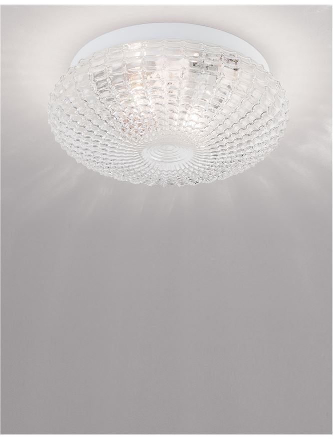 Plafoniera CLAM Clear Glass White Metal 2X12W Diam: 30 cm Nova Luce