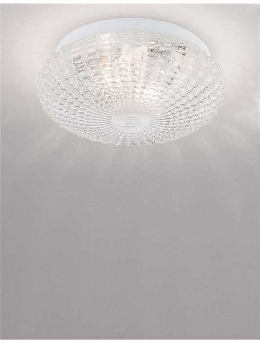 Plafoniera CLAM Clear Glass White Metal 2X12W Diam: 30 cm Nova Luce